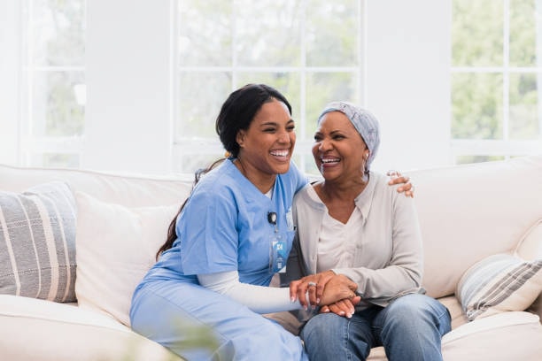 Caregiver helping at home