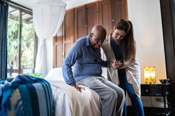 Caregiver with client at home